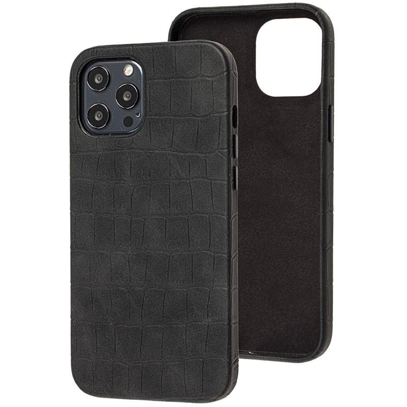 Противоударный кожаный Чехол Epik Croco Leather для Apple iPhone 12 Pro Max (6.7") Black