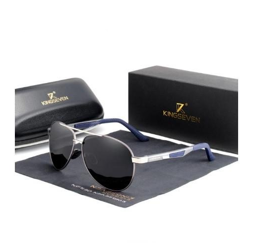 Солнцезащитные очки KINGSEVEN DESIGN Авиатор в классической оправе с поляризованными линзами Серый (N7720)