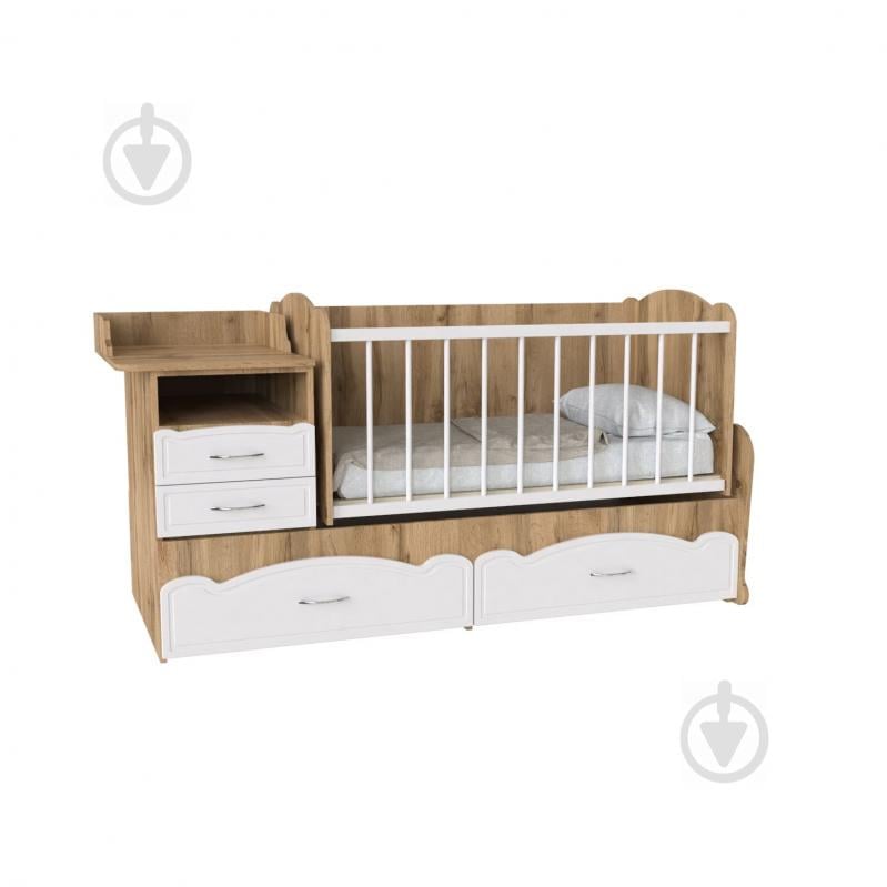 Ліжко дитяче Art In Head Binky ДС043 (3 в 1) 1732x950x732 дуб тахо та білий супермат (МДФ) + решітка біла (110211001)