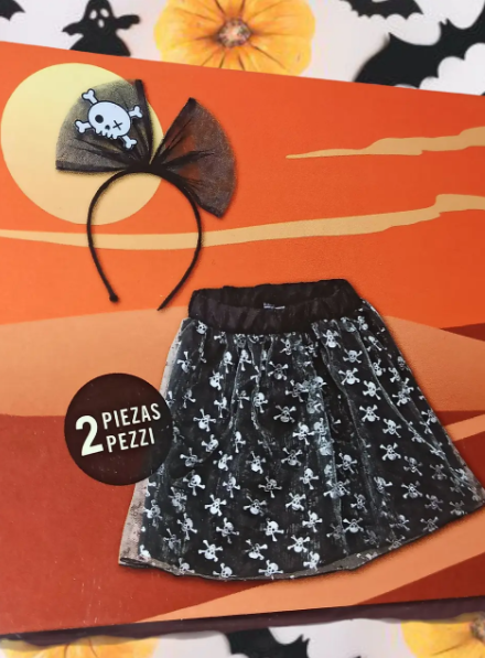 Костюм для Хэллоуина для девочки с черепами 3-5 лет Черно-серебристый (522098) - фото 2 Костюм для Хэллоуина для девочки с черепами 3-5 лет Черно-серебристый (522098) - фото 2