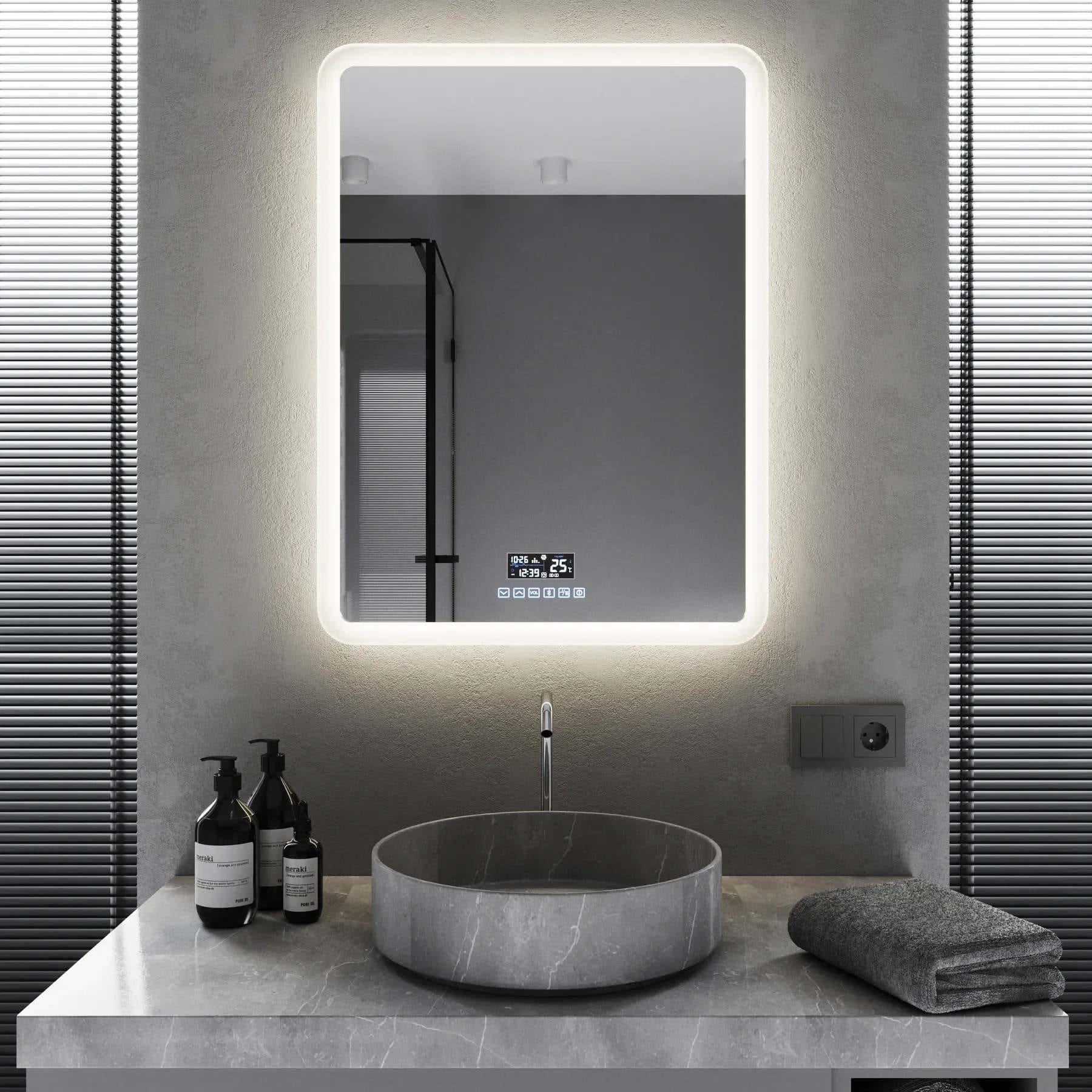 Зеркало для ванной комнаты Mironiks No Ind Bluetooth прямоугольное с фоново-фронтальной LED-подсветкой 1000x800 мм (FR-MRKS-313808)