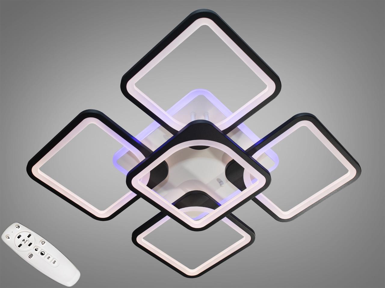 Люстра LED 8060/4+1BK 150W 8250 Lm с пультом и подсветкой 570х570 мм (8060/4+1BK LED 3color)