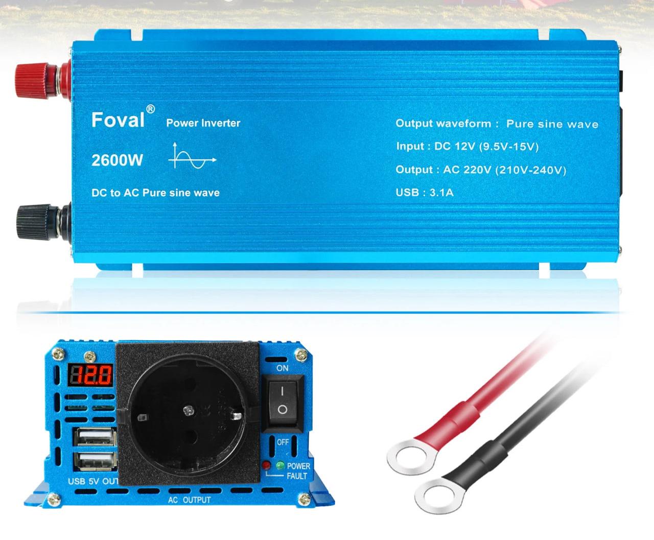 Инвертор Foval чистая правильная синусоида с 12 в 220 V 2600 W - фото 5