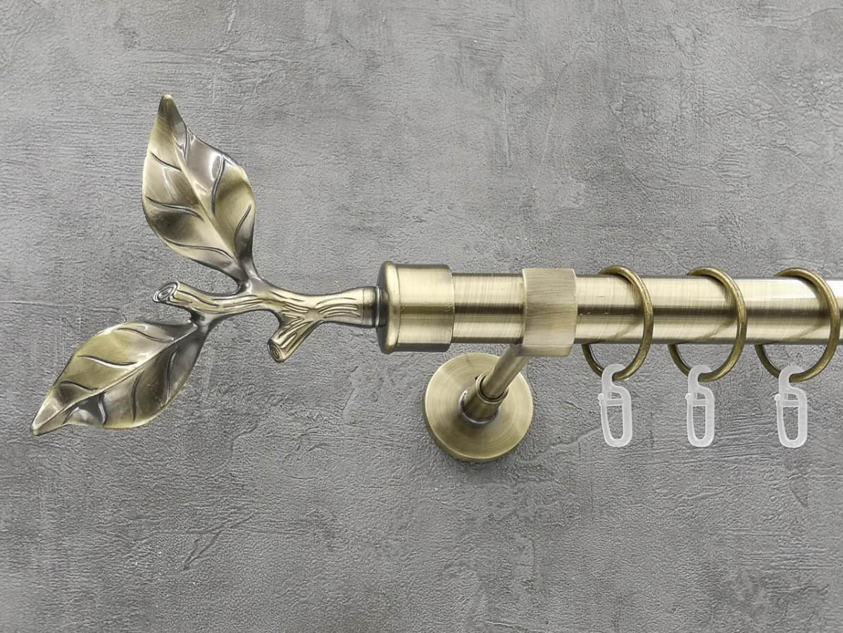 Карниз Quadrum Лист рози гладкая штанга одинарный модерн 25 мм 400 см Антик (264774511)