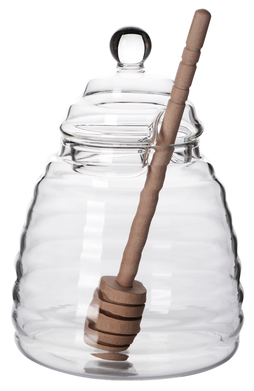 Банка для меда VIVA HONEY стеклянная с деревянной ложкой 400 мл (HN95145)