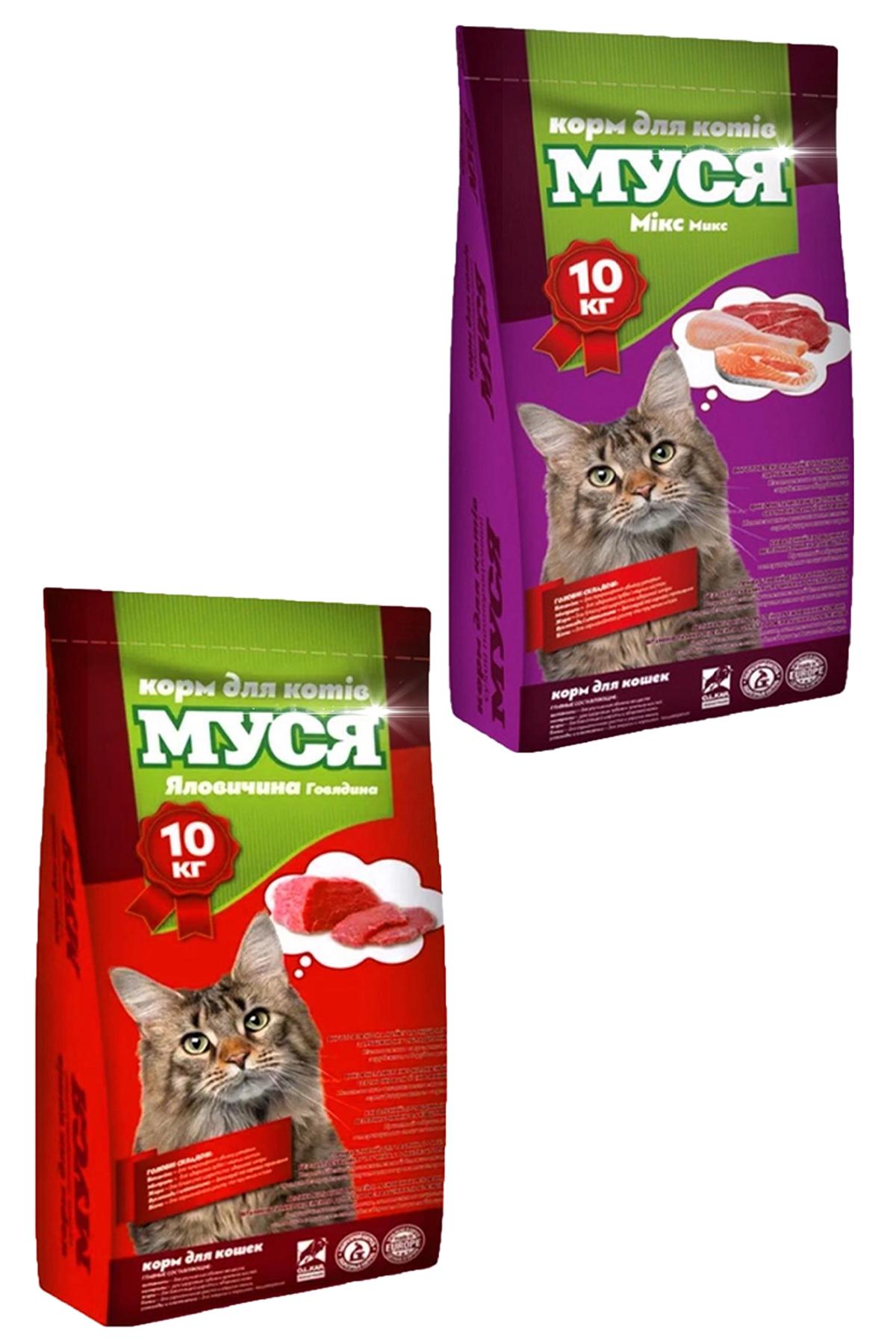 Корм сухий для котів Муся зі смаком мікс та яловичина 2 шт. 10 кг (340778329)