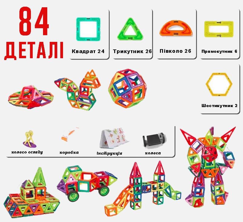 Конструктор детский магнитный Minecraft Magnetic 84 шт. (30106346) - фото 2 Конструктор детский магнитный Minecraft Magnetic 84 шт. (30106346) - фото 2