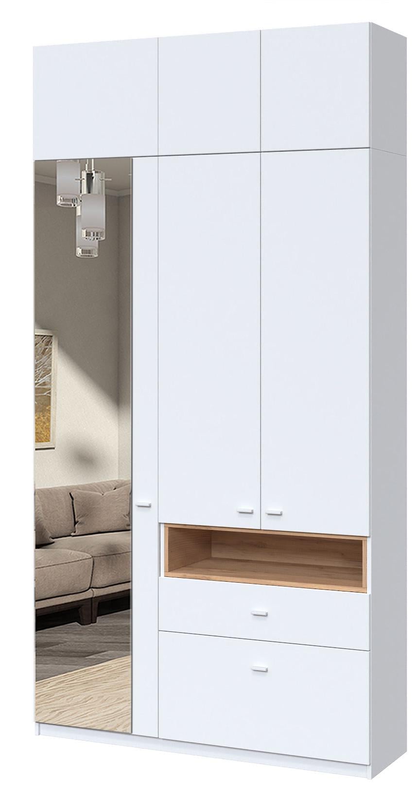 Шкаф в прихожую Мастер Форм Тетрис левосторонний 1320х376х2400 мм Нимфея альба/Дуб крафт золотой (31956) Шкаф в прихожую Мастер Форм Тетрис левосторонний 1320х376х2400 мм Нимфея альба/Дуб крафт золотой (31956)