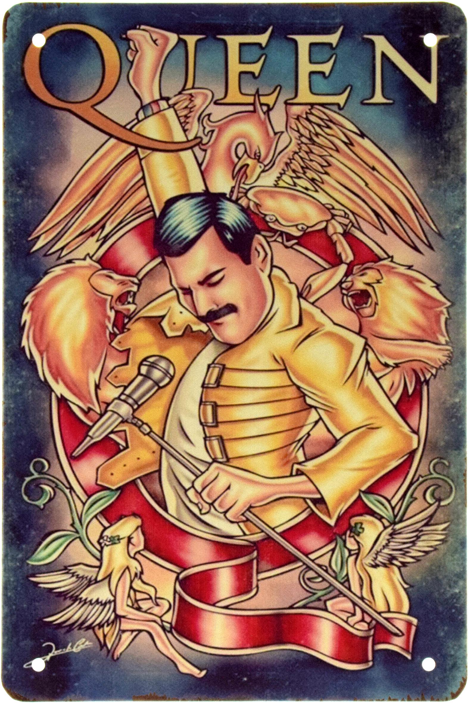 Табличка металлическая Queen The Show Must Go On 20x30 см