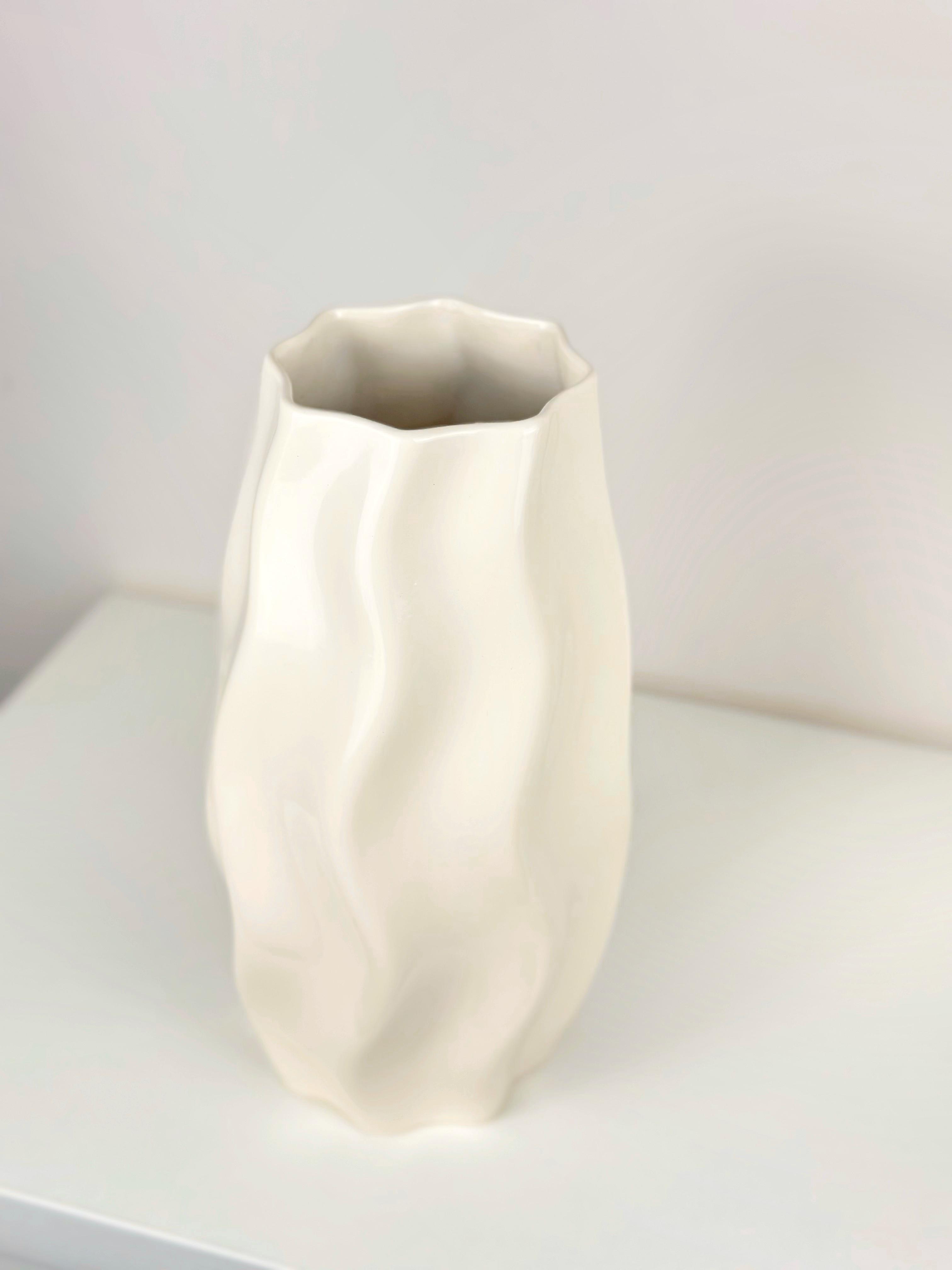 Ваза для цветов и декора глиняная керамическая Волна 30 см Бежевый (4001-9) - фото 6