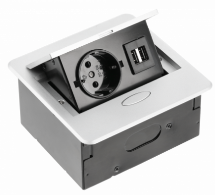 Розетка GTV AVARO 1 SCHUKO USB A+C 1,5 м Алюміній (AE-PB1SAVA-53N)