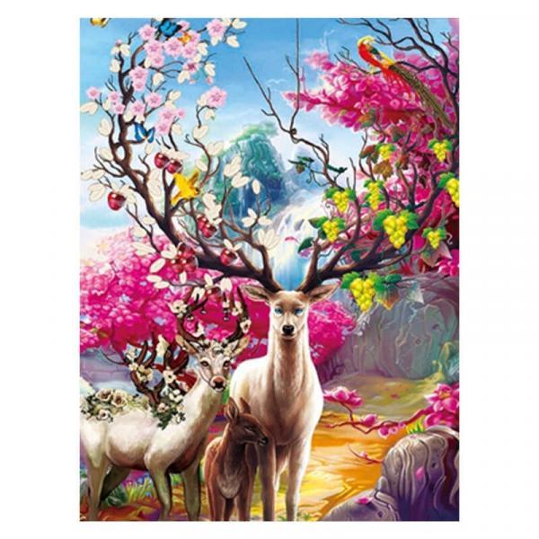 Алмазна мозаїка TK Group Олені в казковому лісі 40х30 см з рамкою в коробці (GB74875-mt)