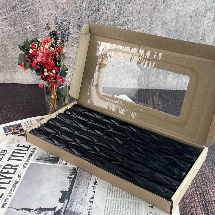 Чорна візерункова Свічка воскова 6 свічок 25 см (1061_14-126)