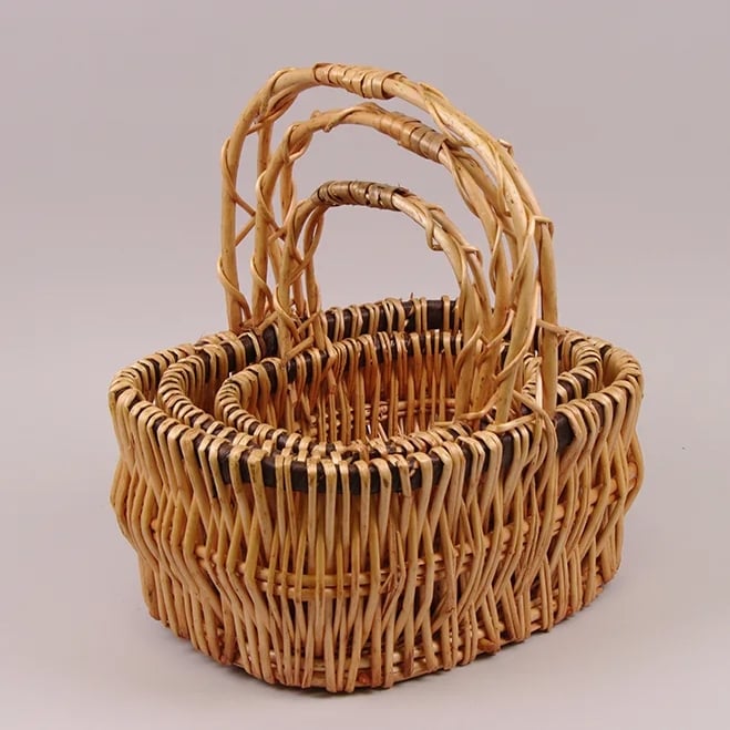 Комплект корзин из лозы Flora 3 шт. Бежевый (37521)