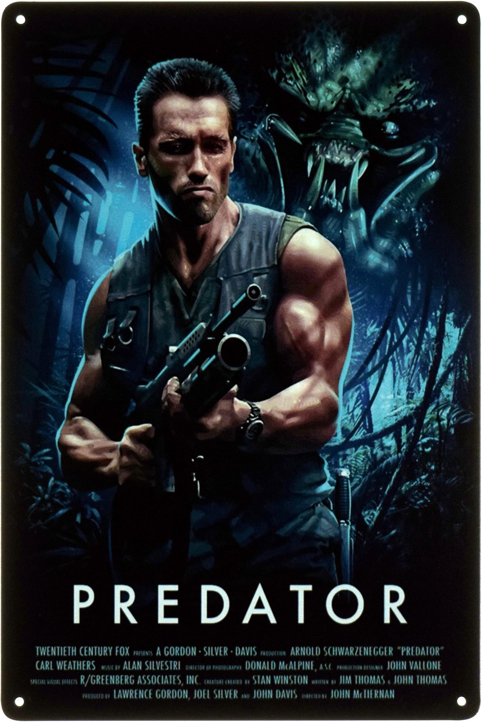 Металлическая табличка Хищник Арнольд Шварценеггер/Predator Arnold Schwarzenegger 20x30 см