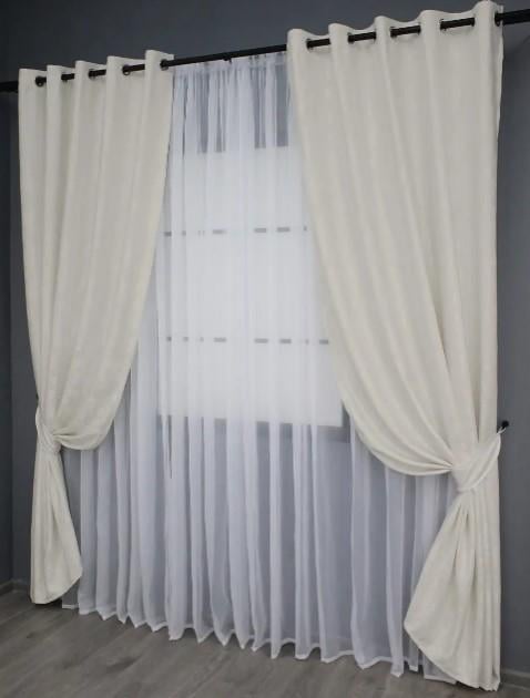 Комплект штор на люверсах SULTAN YL жаккард 1,5х2,5 м 2 шт. Молочний (1294ш) - фото 4 Комплект штор на люверсах SULTAN YL жаккард 1,5х2,5 м 2 шт. Молочний (1294ш) - фото 4