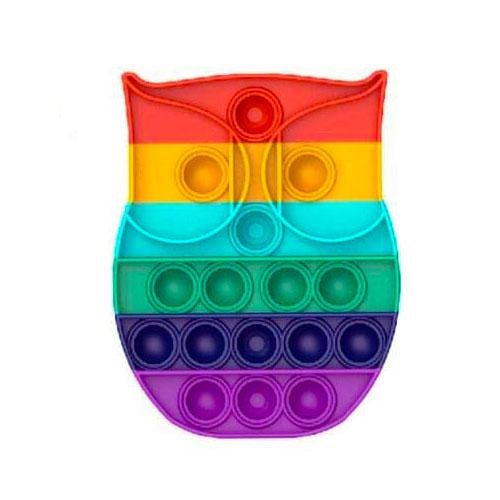 Сенсорная силиконовая игрушка пупырка антистресс Pop It фиджет Сова радужная