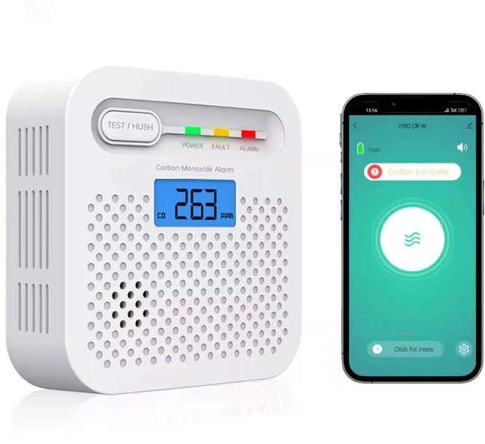 Детектор угарного газа CO AIKESI Wi-Fi с приложением Tuya Smart Life аккумулятор 10 лет 85 дБ