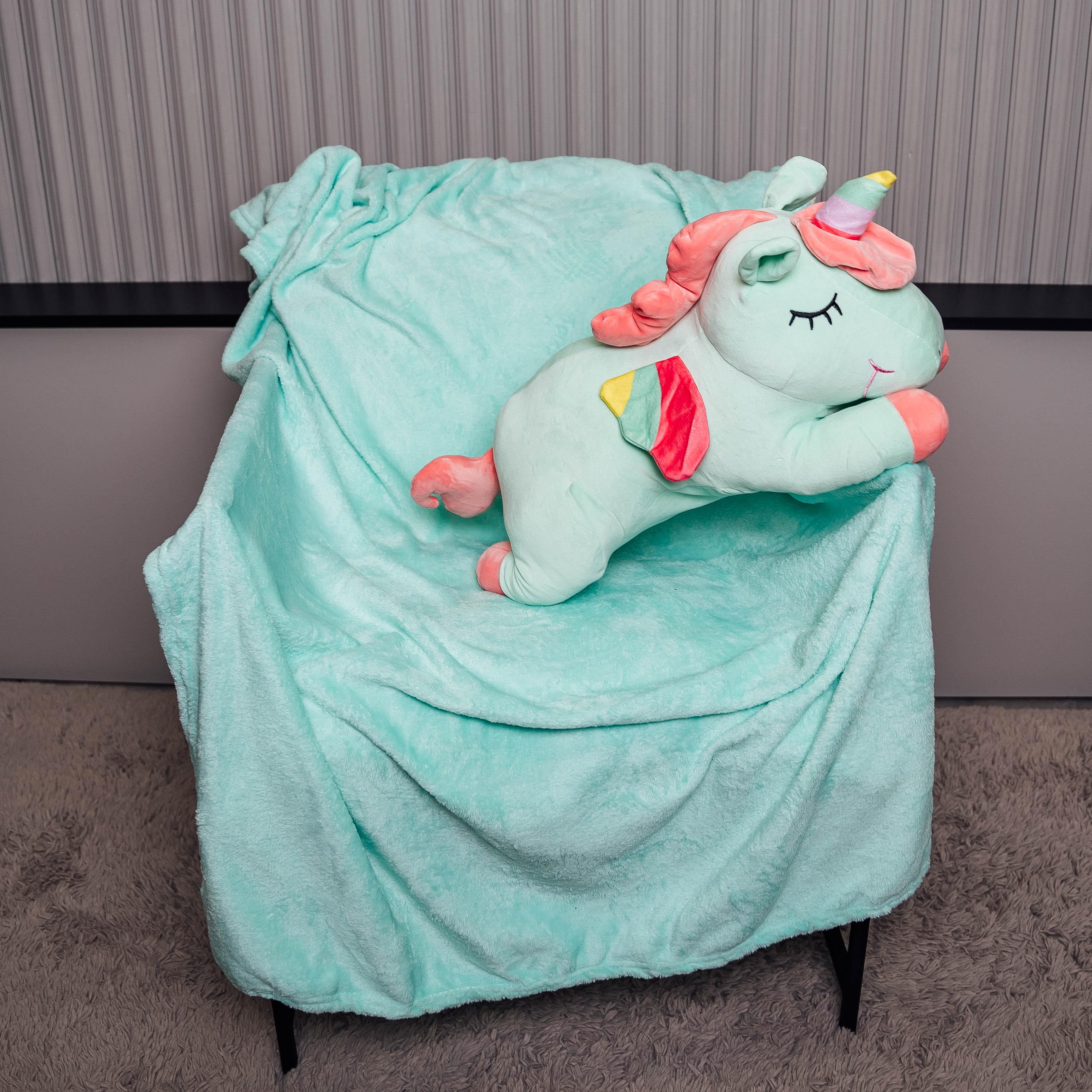 Дитячий плед/подушка Єдиноріг 140x110 см Бірюзовий (88105) - фото 1
