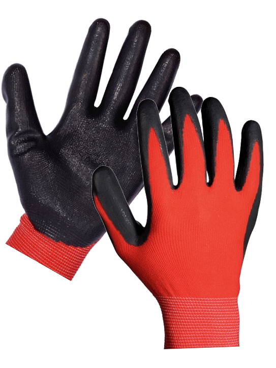 Перчатки рабочие Стрейч 12 шт. Красно-черный (3031)