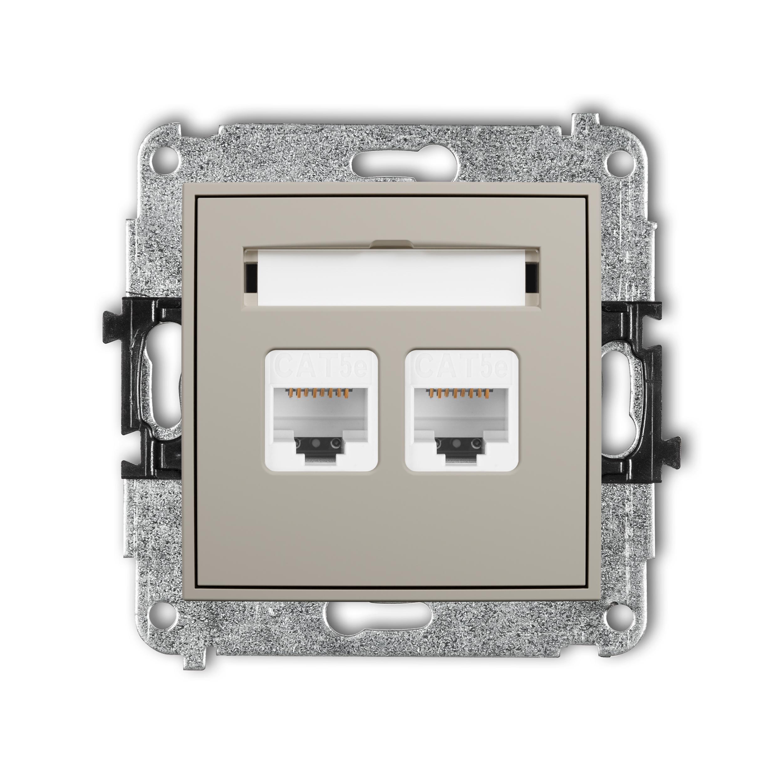 Розетка компьютерная Karlik Mini 2xRJ45 cat 5E Taupe (60MGK-2)