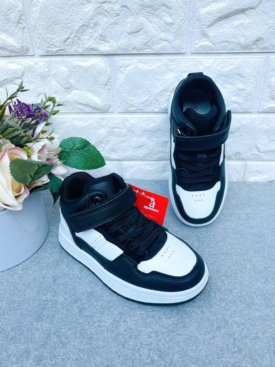 Кроссовки-хайтопы для мальчика Apawwa 1697 р. 26 16,8 см Черно-белые