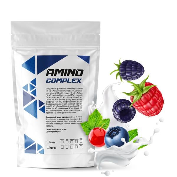 Амінокомплекс Amino Complex Лісові ягоди 90% білка на 20 порцій 500 г (21-125-am-l500)
