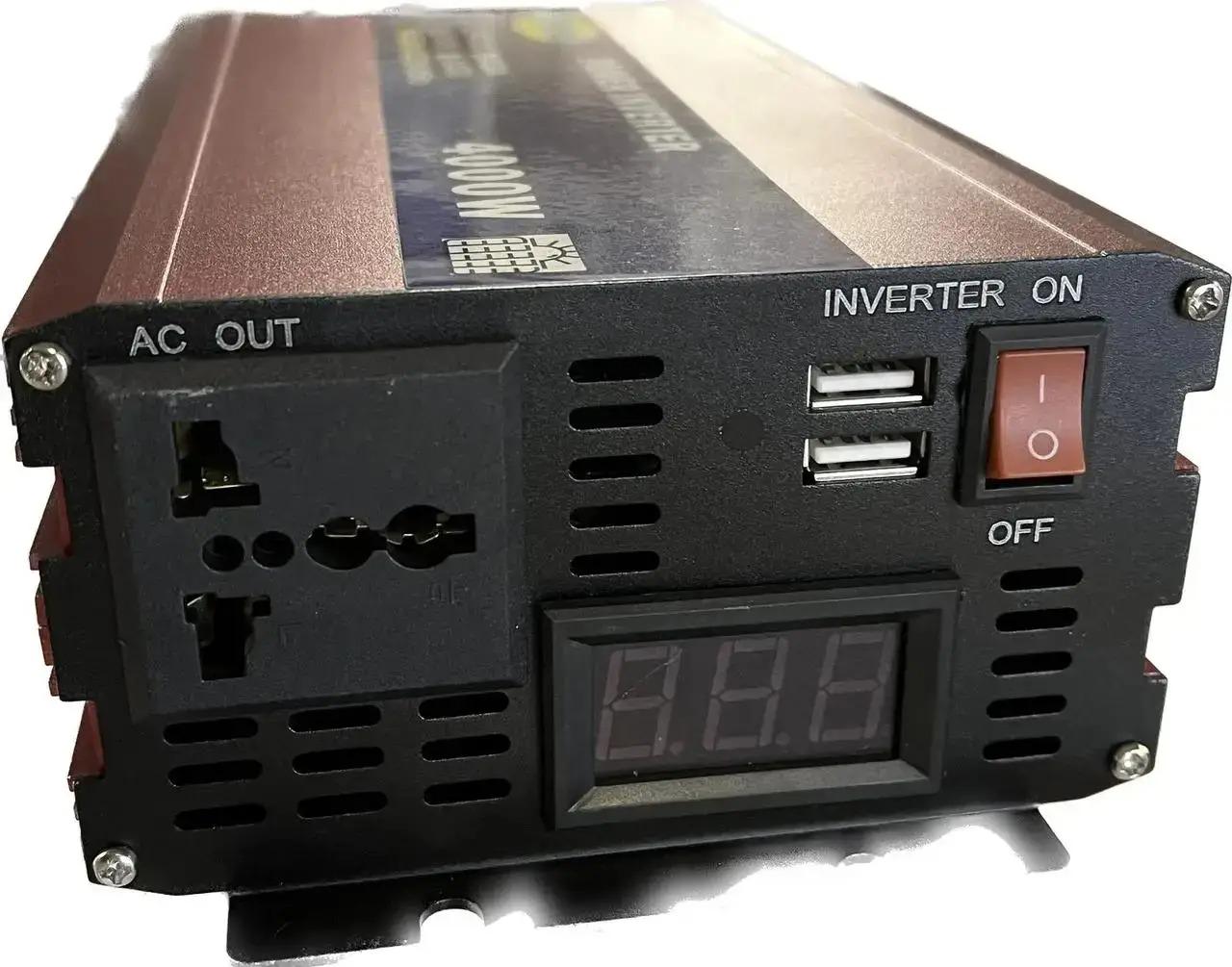 Преобразователь напряжения Eryuan 4000W DC 12V/24V в AC 220V с LCD дисплеем и USB Красный - фото 2 Преобразователь напряжения Eryuan 4000W DC 12V/24V в AC 220V с LCD дисплеем и USB Красный - фото 2