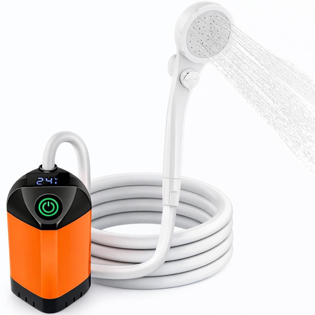 Душ портативный Camping Shower Set от USB кемпинговый с помпой аккумуляторный Оранжево-черный (376335)