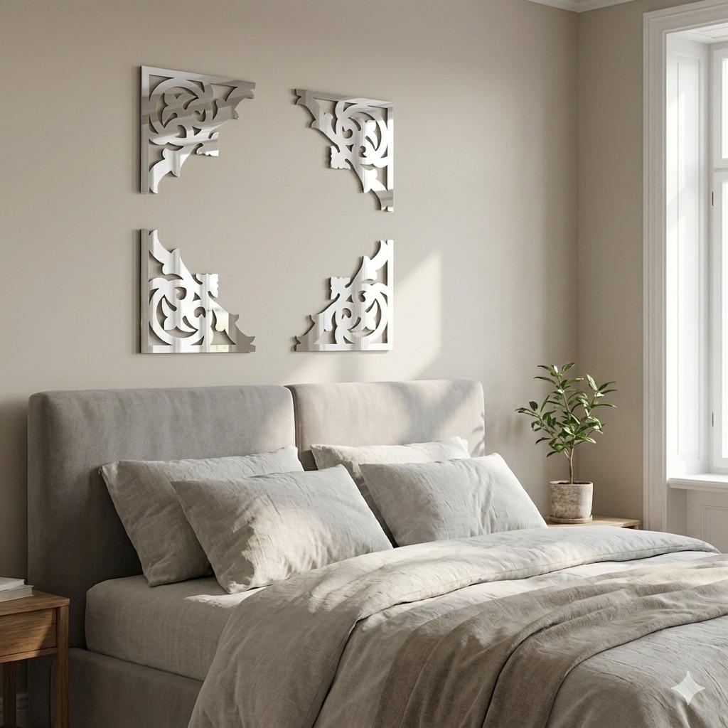 Набор Декор угловой зеркальный DFA для стен и мебели 2 шт. Серебристый (YA00083-S)