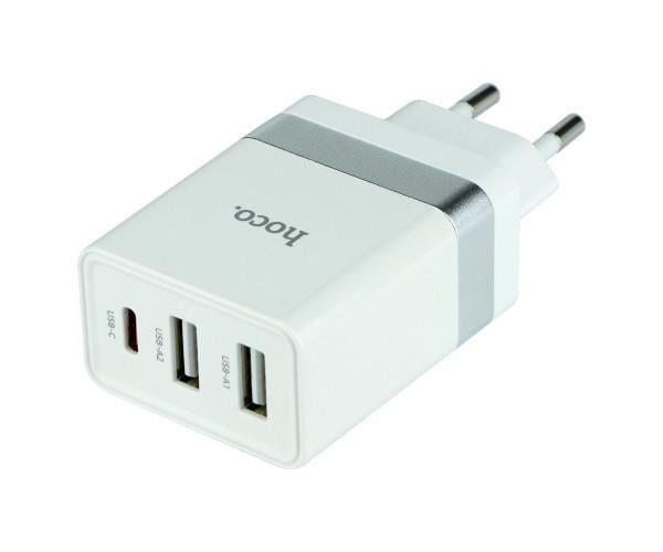 Устройство зарядное сетевое Hoco N21 Pro Type-C PD 30W 2USB QC3.0 cable Type-C to Lightning White - фото 3 Устройство зарядное сетевое Hoco N21 Pro Type-C PD 30W 2USB QC3.0 cable Type-C to Lightning White - фото 3