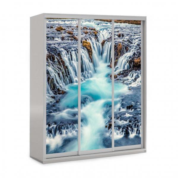 Шкаф-купе трехдверный Viorina-Deko 180х60х240 см серый/фотопечать 45 (ЛДСП)