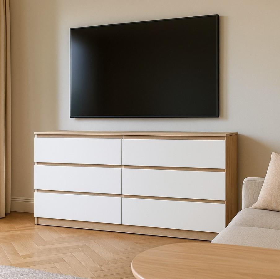 Комод современный Мастер Форм Брайт 1500х376х730 мм Дуб сонома/Белый (20083) Комод современный Мастер Форм Брайт 1500х376х730 мм Дуб сонома/Белый (20083)