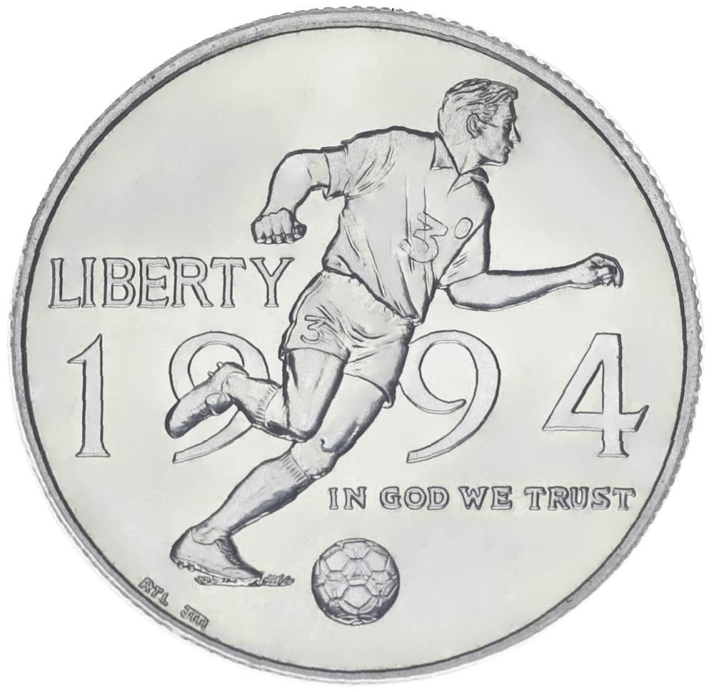 Коллекционная монета США 50 центов халф 1994 «Чемпионат мира по футболу» UNC KM 246