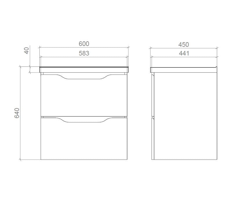 Тумба подвесная Mirater Амелия 60 с умывальником Глория 60 см Белый (6729) - фото 3