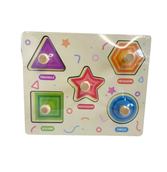 Деревянные пазлы вкладыши Fun Game С 73250 Геометрические фигурки с рисунком под вкладышем (2658756269)