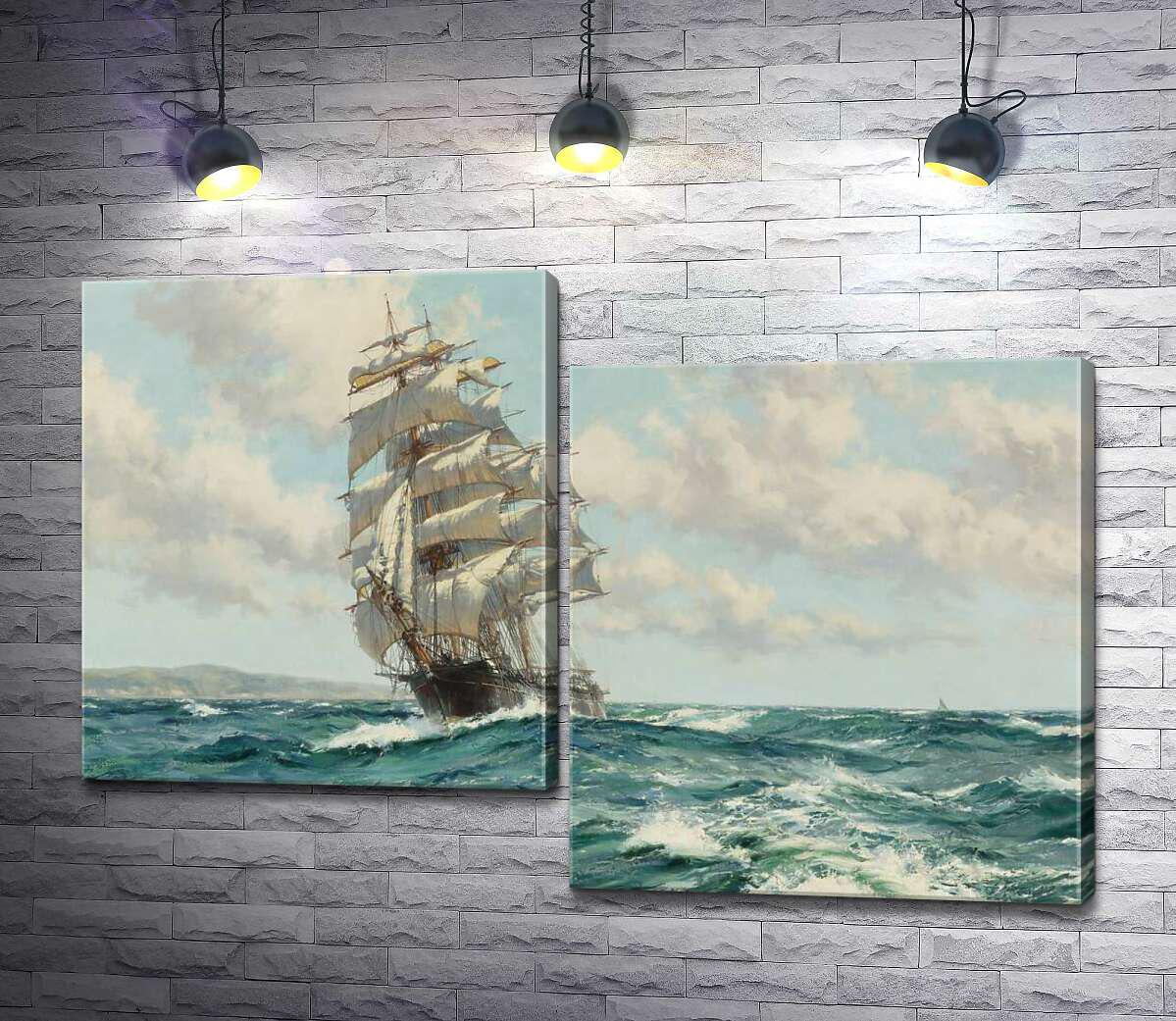 Модульная картина ArtPoster Корабль клипер у берегов Северной Америки – Монтегю Доусон 100x69 см Модуль №5 (001409)