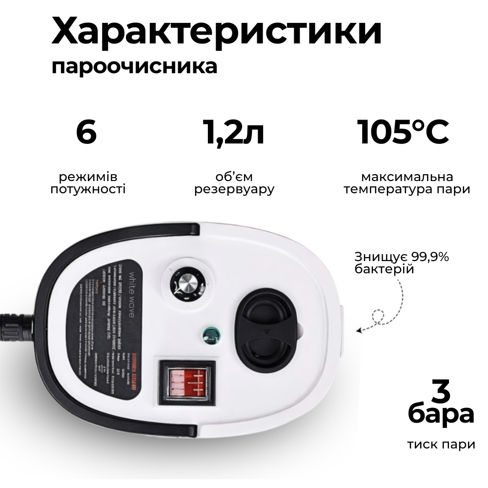 Пароочиститель для дома ручной Steam Cleaner 19в1 2500 Вт (5258888825) - фото 4 Пароочиститель для дома ручной Steam Cleaner 19в1 2500 Вт (5258888825) - фото 4