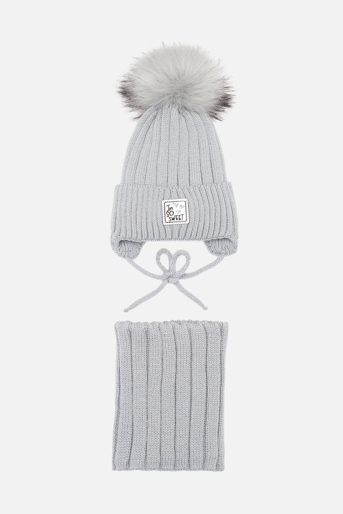 Комплект шапка та снуд для дівчинки 48-50 см Сірий (24100006)