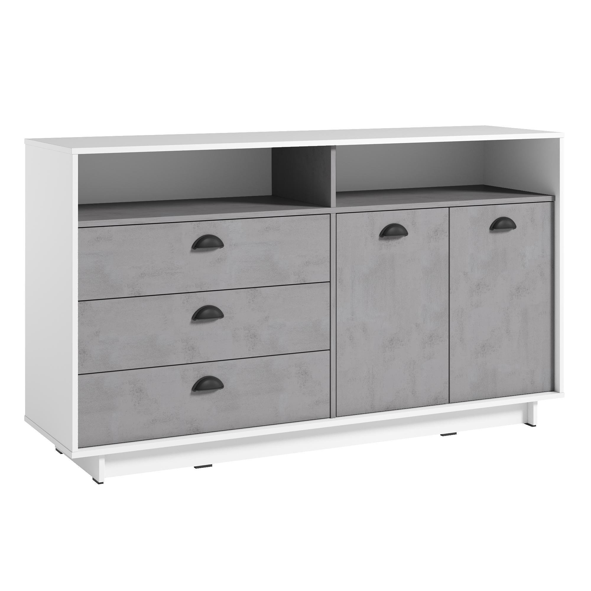 Тумба Moreli под телевизор в гостиную K-0002 Белый/Бетон Темный Тумба Moreli под телевизор в гостиную K-0002 Белый/Бетон Темный