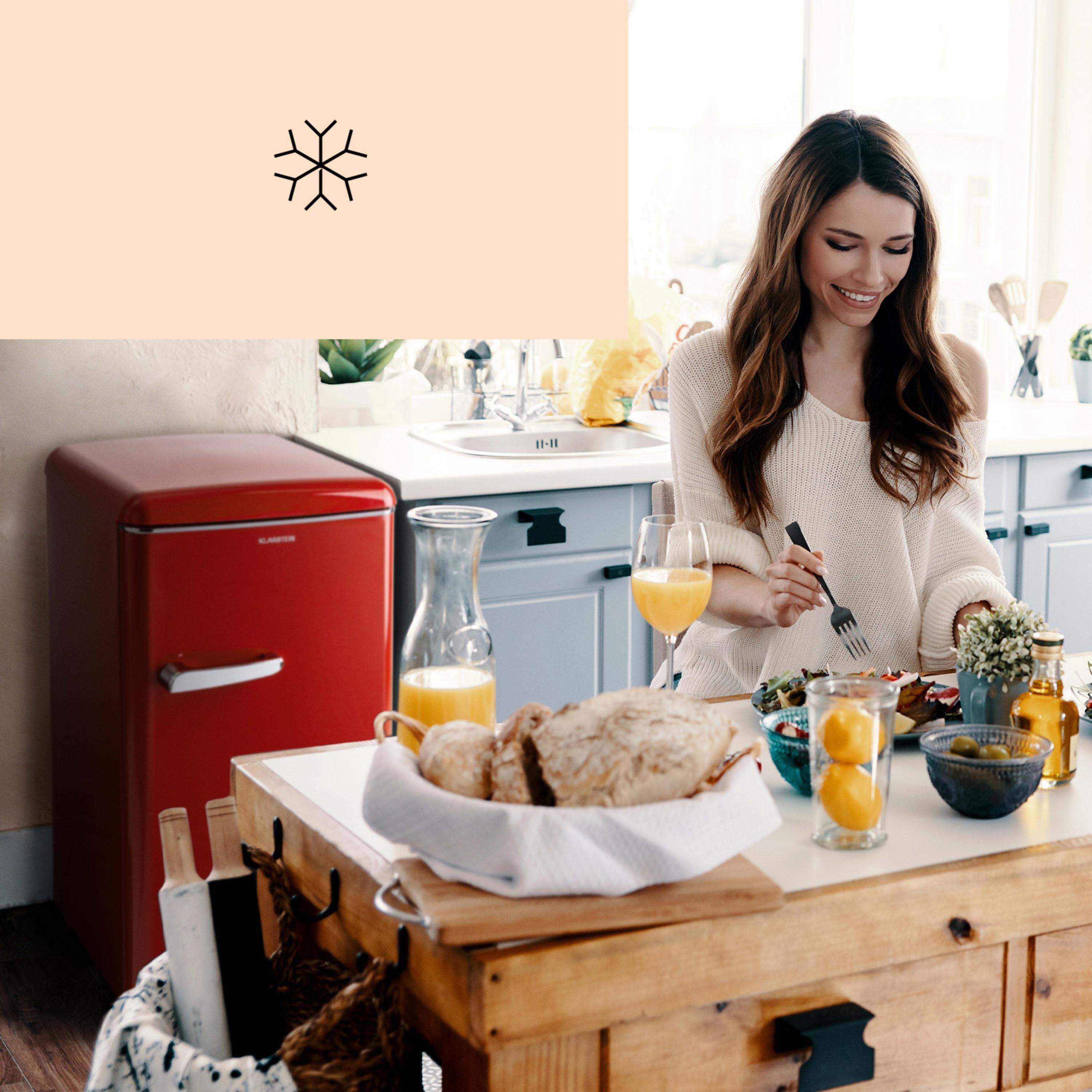 Морозильна камера Klarsten Laika 3 ящика ретро стиль 60 л Червоний (10045801) - фото 5