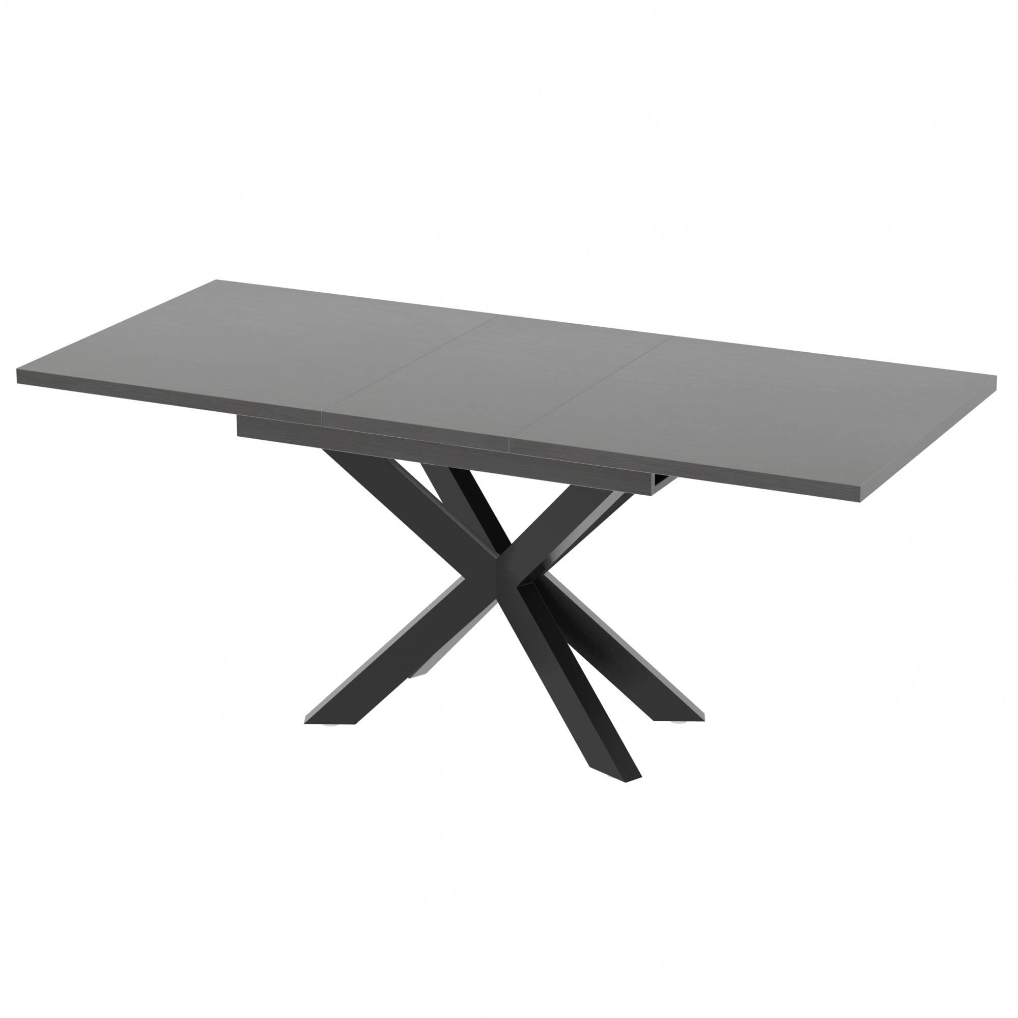 Розсувний обідній стіл СПАЙДЕР МДФ Нержавіюча сталь темна/Чорний (983053)