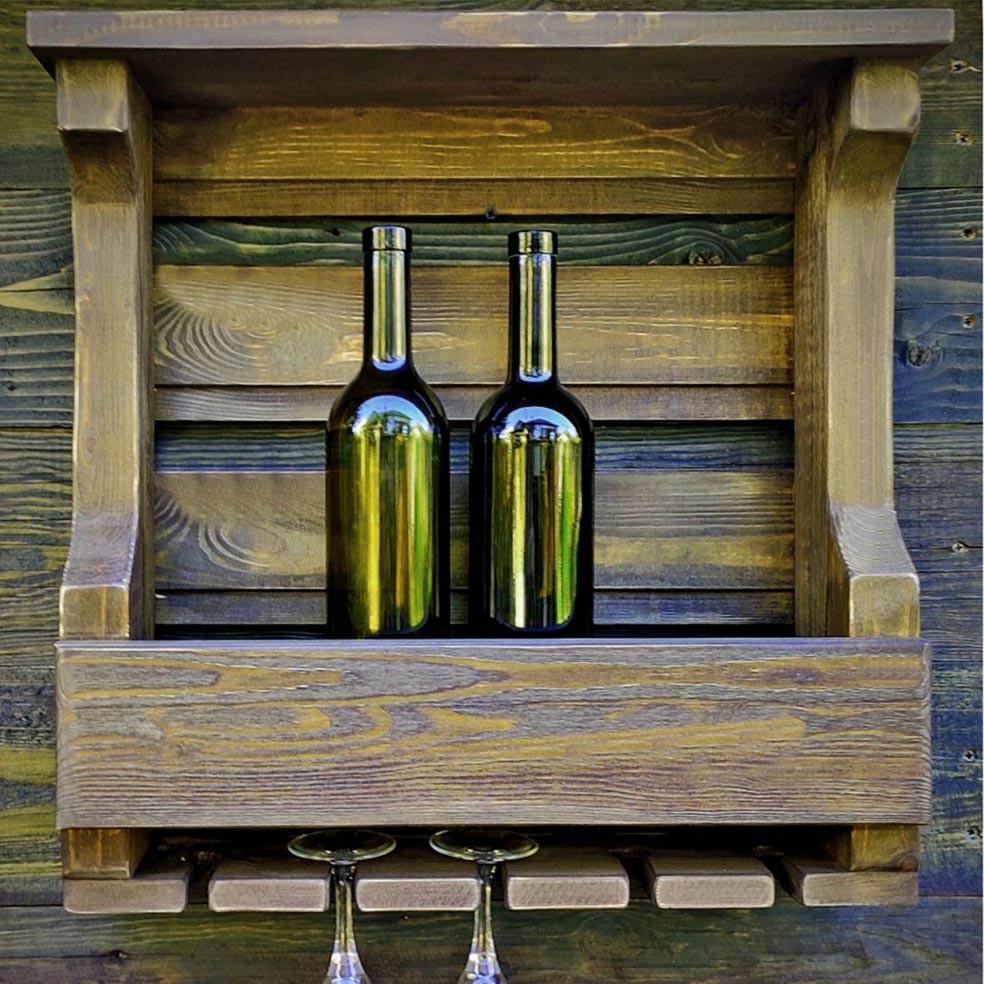 Полка для вина настенная из дерева Китами Мускат (ПНК-012607)