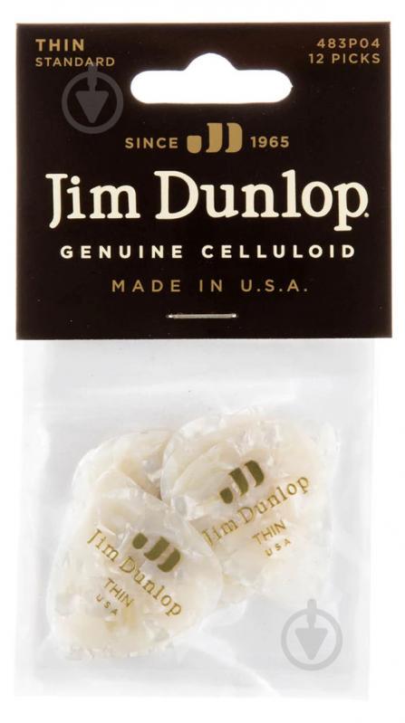 Медиаторы Dunlop 483P04TH Genuine Celluloid White Pearloid Thin Player's Pack (12 шт.)