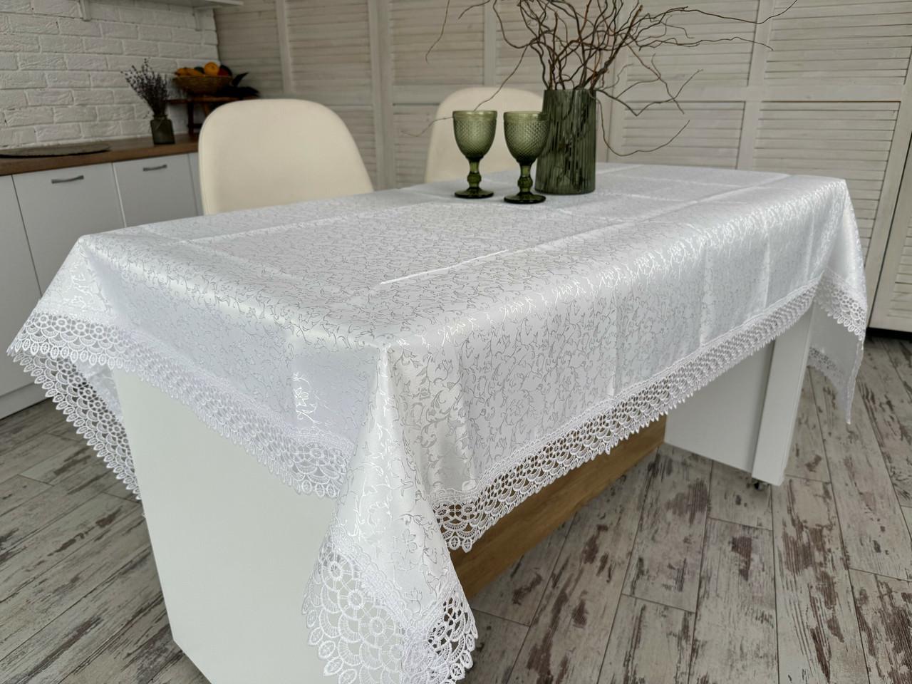 Скатерть праздничная с кружевом 120x150 см тканевая (3386-dw)