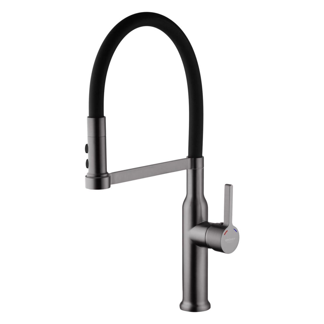 Змішувач для кухні Kroner KRP Ersel - GRP03112BLK з гнучким виливом Графітовий