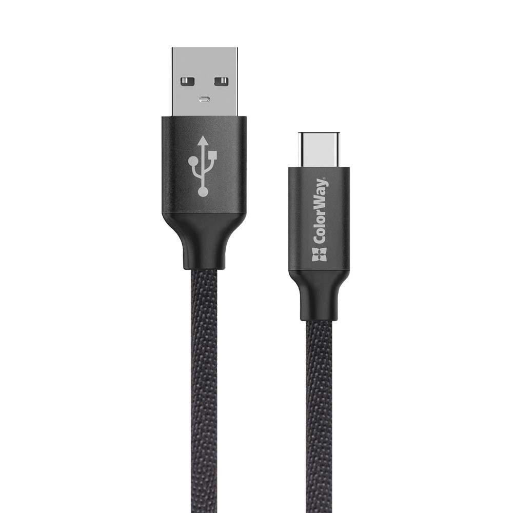Кабель Colorway USB-Type-C 2,4 А 2 м CW-CBUC008-BK Black (49008)