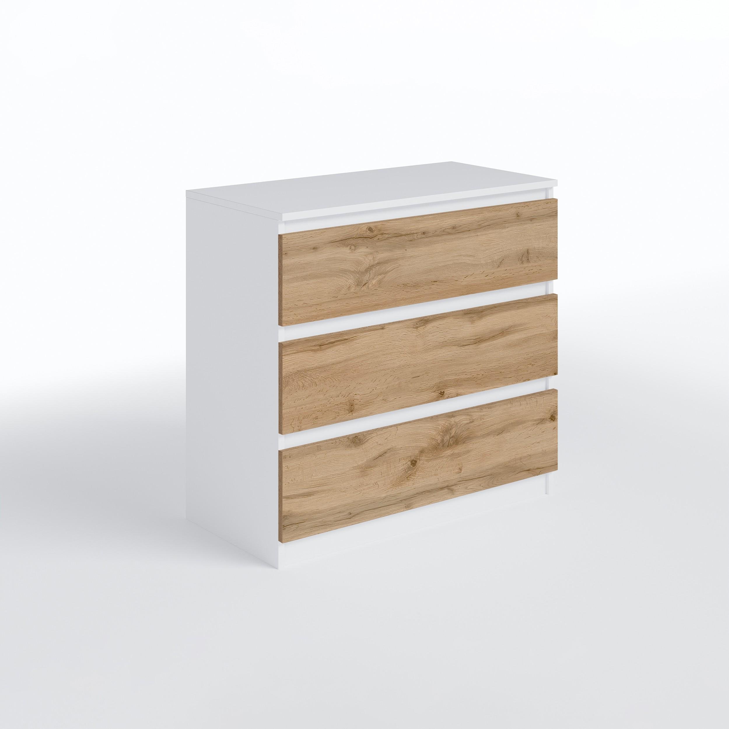 Комод на 3 шухляди без ручок FT-214 800х400х755 мм Білий/Дуб Аппалачі - фото 4 Комод на 3 шухляди без ручок FT-214 800х400х755 мм Білий/Дуб Аппалачі - фото 4