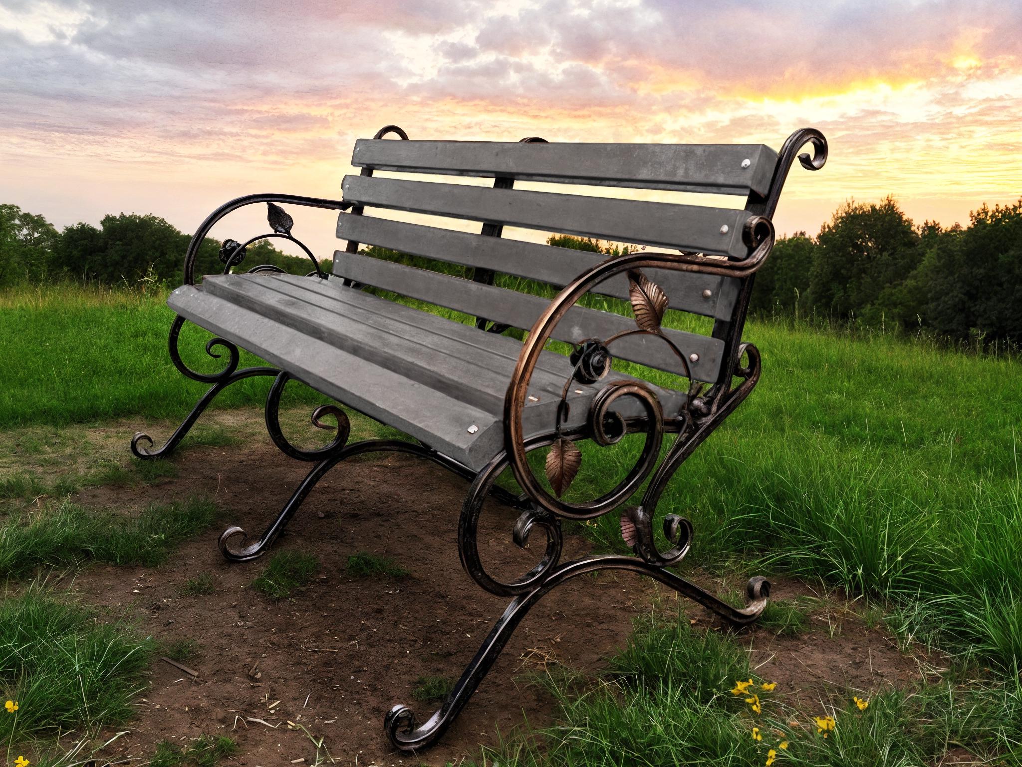 Скамейка садовая кованая Tobi Sho Камелия с подлокотниками 220 см Антрацит - фото 4