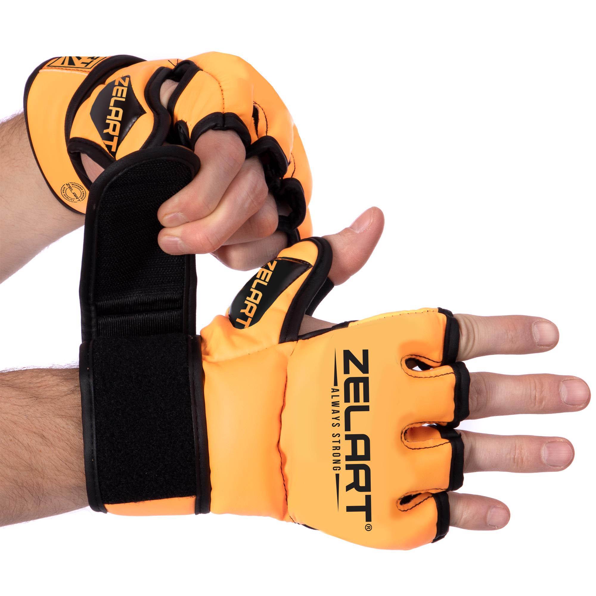 Перчатки для смешанных единоборств MMA PU Zelart BO-5699 Оранжевый